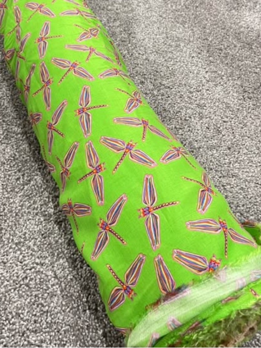 Vivid Green Dragonfly Print Viscose Fabric Sewing & Crafts - 6 Yards x 54”